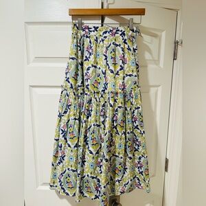 Banjanan Maxi Skirt with Navy, Yellow and Pink Paisley Print